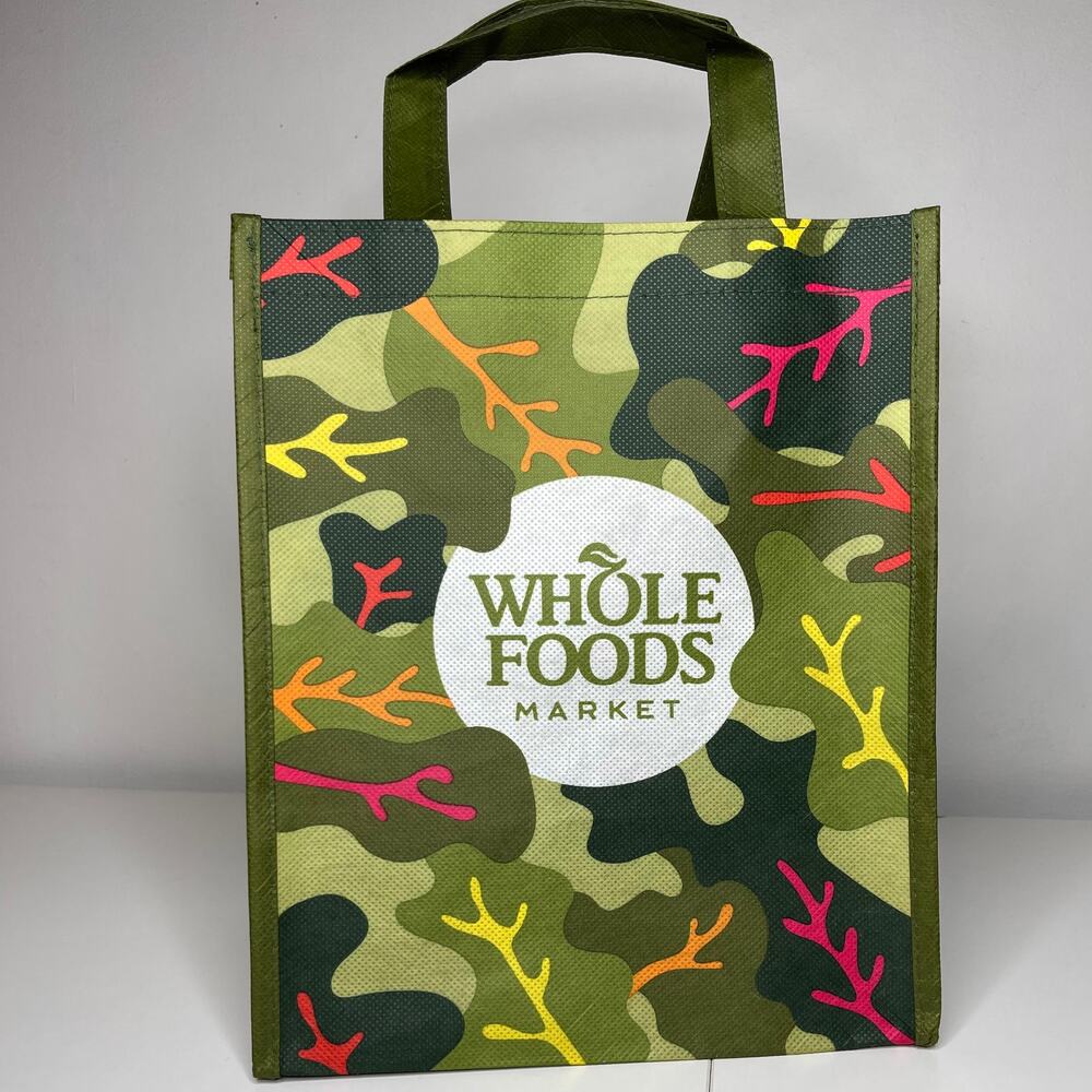 Whole Foods Market Mini Tote Reusable Shopping Bag — Green Garden Leaf Print NEW - Picture 8 of 16